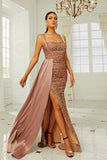 WOMEN SLIM FIT SLIT SEQUIN MAXY PART DRESS