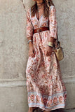 WOMEN FLORAL BOHEMIAN BOHO LONG SLEEVE DRESS