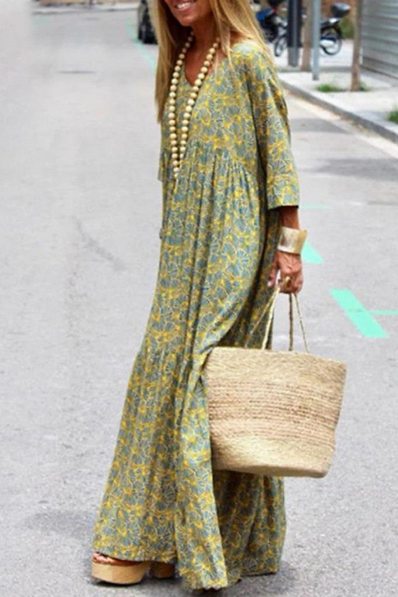 WOMEN OVERSIZED LOOSE FIT LONG SLEEVE MAXI DRESS