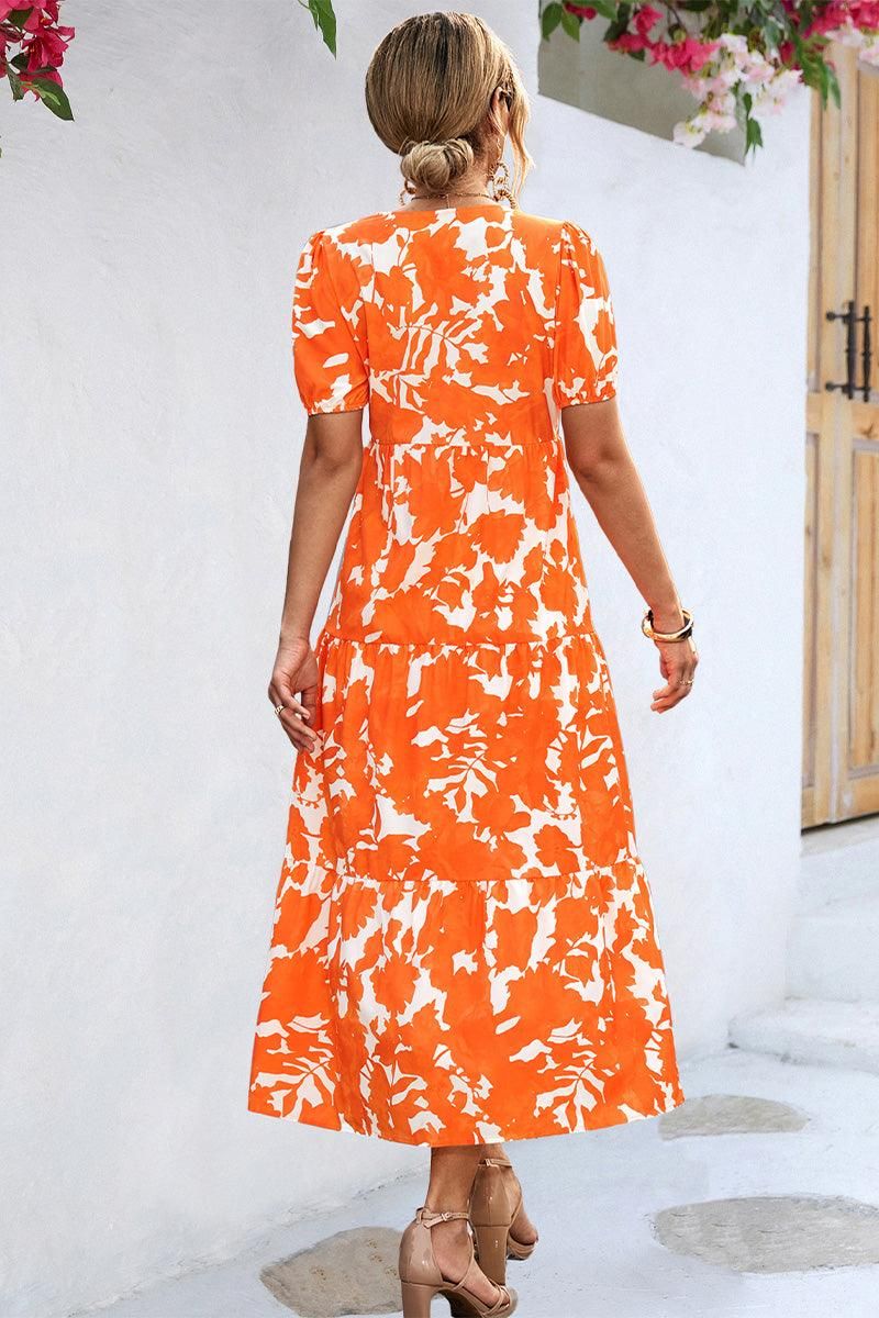 FLORAL PRINTING WOMEN SLIT DRESS - Doublju