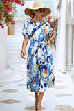 MARBLE PRINTING WAIST TIED WOMEN MIDI DRESS - Doublju