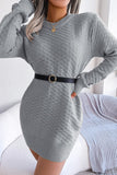 WOMEN PATCHWORK KNITTED RIBBED SHORT LENGTH DRESS