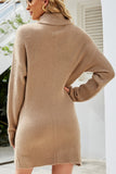 WOMEN KNITTED HIGH TURTLE NECK SWEAT DRESS