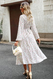 WOMEN FLORAL PRINTING LONG SLEEVE LONG DRESS