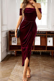 WOMEN OFF SHOULDER SLIM FIT TUBE PARTY DRESS