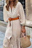 WOMEN PATTERNED BUTTON DOWN LONG LENGTH DRESS