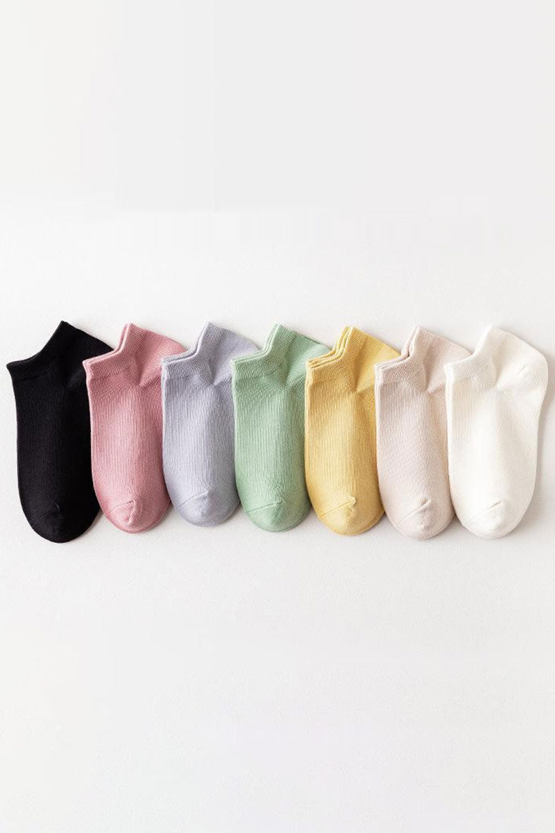 7PAIRS WOMEN SOLID CASUAL ANKLE SOCKS