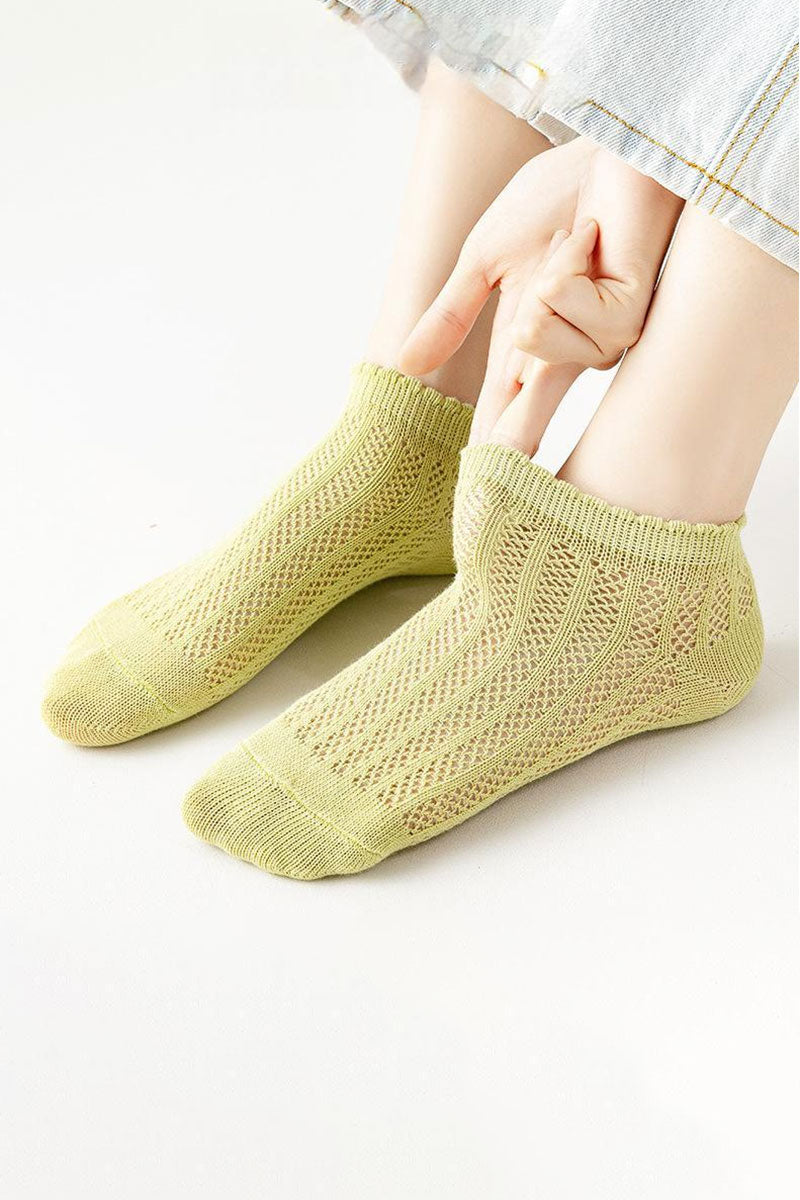 8PAIRS WOMEN MESH BREATHABLE RAISED HEEL SOCKS