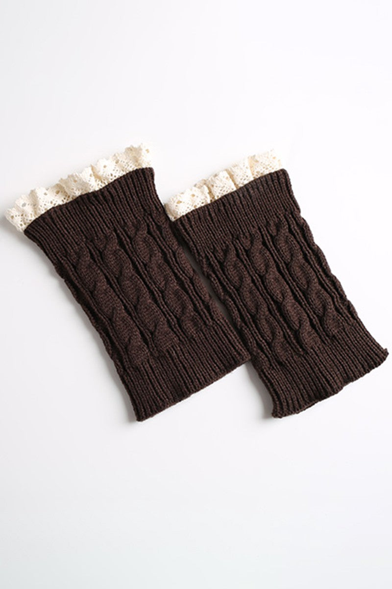 SHORT KNITTED LACE LEG WARMERS