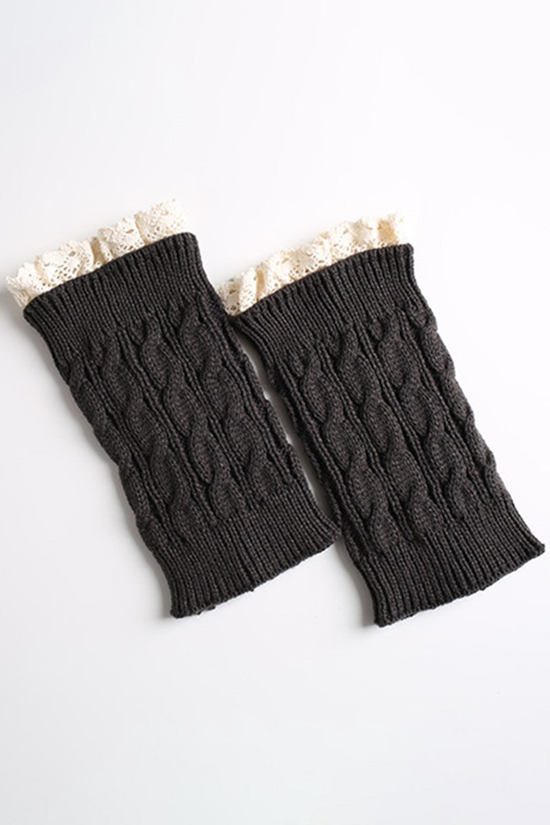 SHORT KNITTED LACE LEG WARMERS