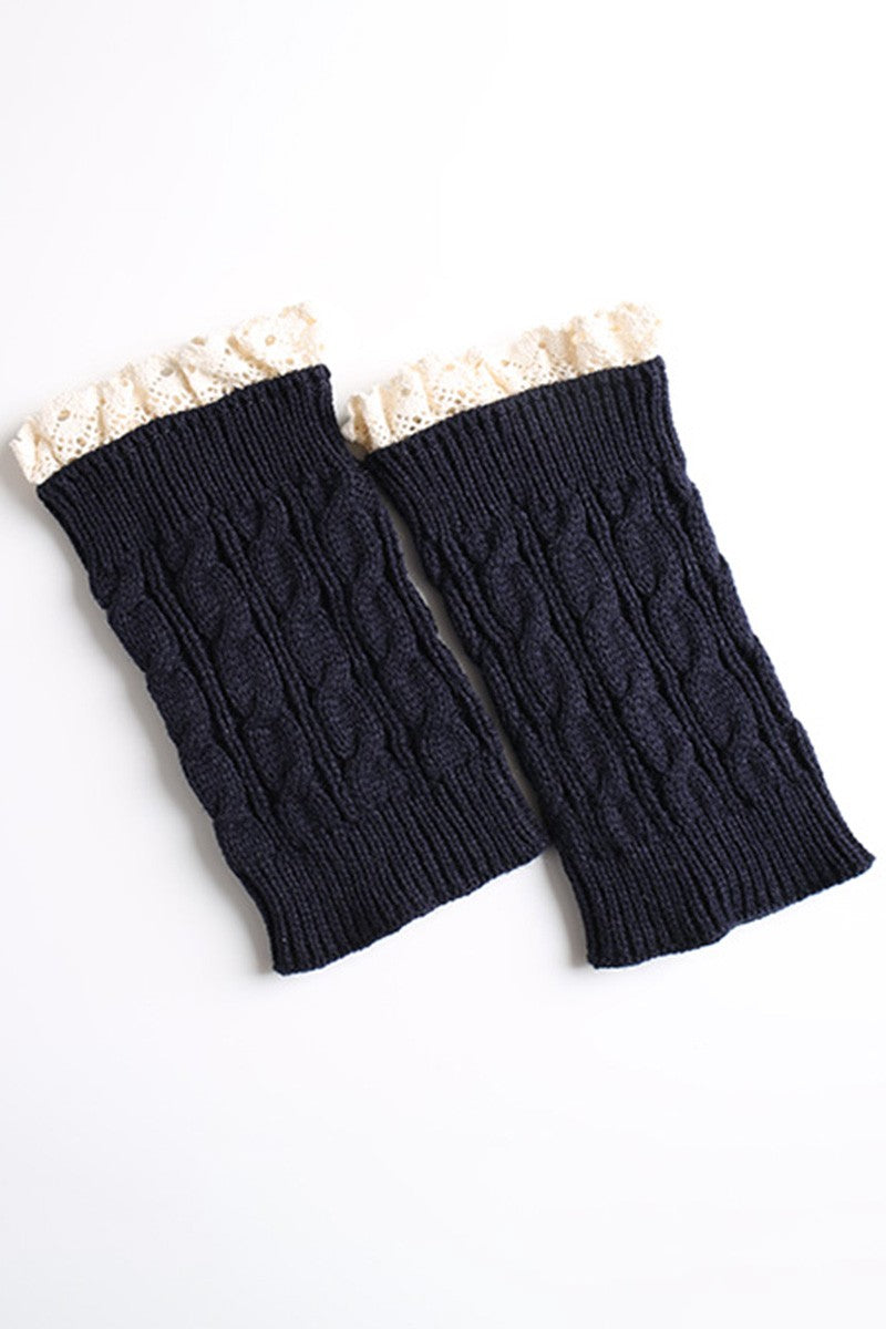 SHORT KNITTED LACE LEG WARMERS