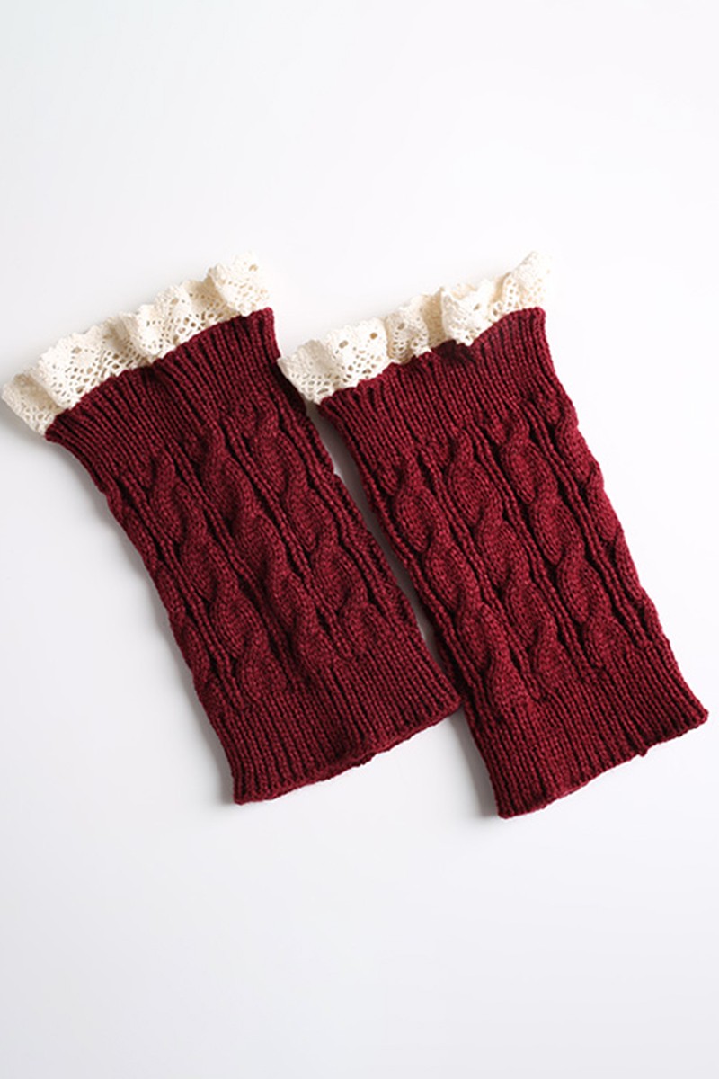 SHORT KNITTED LACE LEG WARMERS