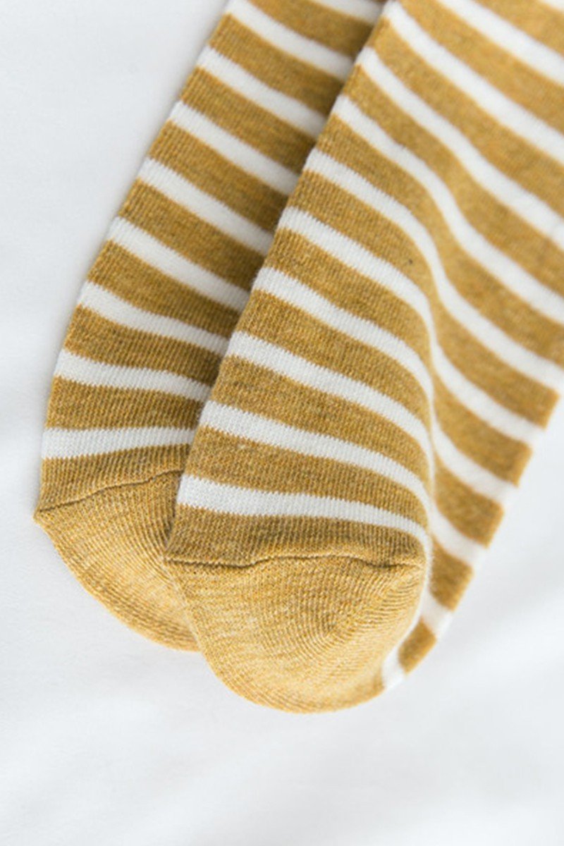 STRIPE PATTERN COZY COTTON ANKLE CREW SOCKS