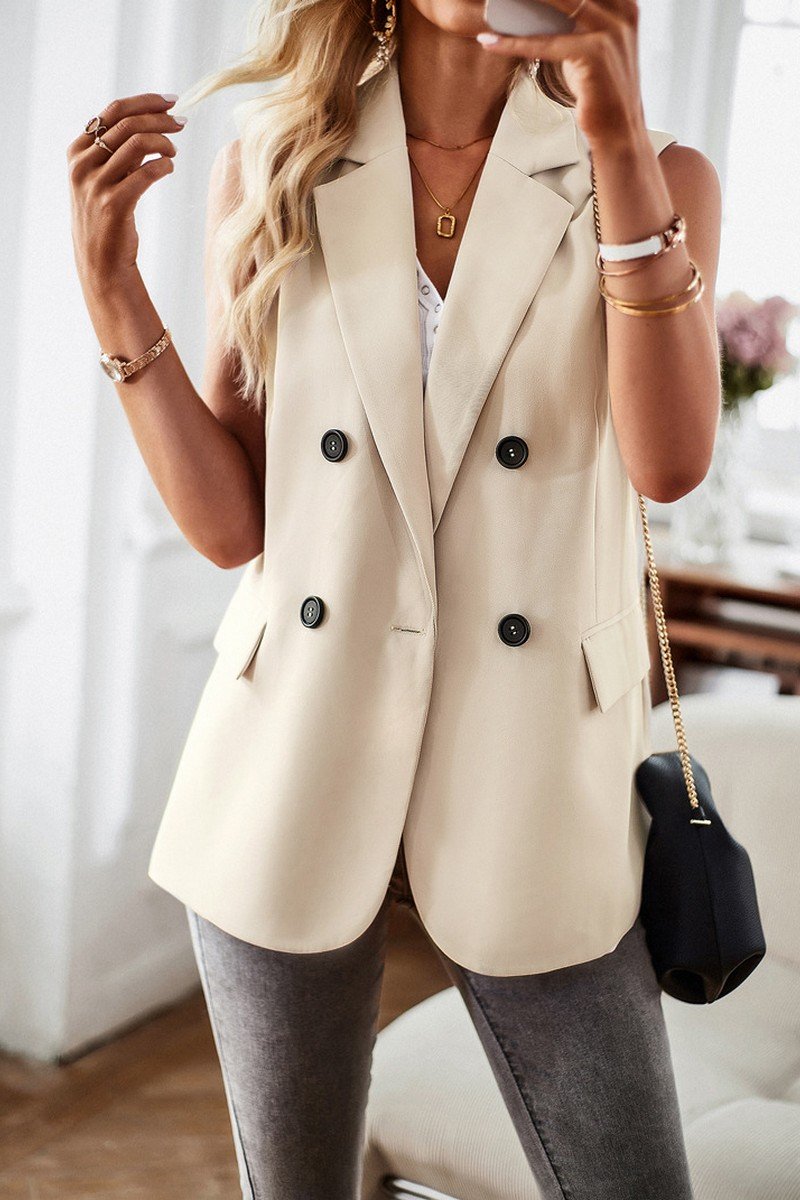 WOMEN SLEEVELESS OFFICE WORK SEMI FORMAL BLAZER