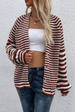 LOOSE FIT STRIPE PATTERN BUTTON DOWN CARDIGAN - Doublju