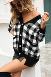 WOMENS PLAID BUTTON DOWN CARDIGAN - Doublju