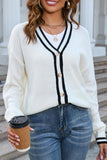 WOMEN BUTTON CLOSURE FALL KNIT CARDIGAN - Doublju