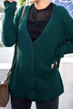 WOMEN BUTTON CLOSURE LONG SLEEVE KNIT CARDIGAN