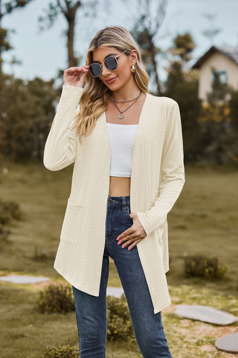 WOMEN NEW OPEN FRONT CARDIGAN WITH POCKETS