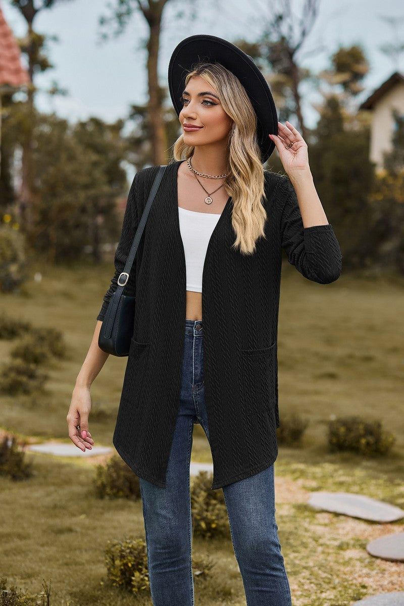 WOMEN NEW OPEN FRONT CARDIGAN WITH POCKETS