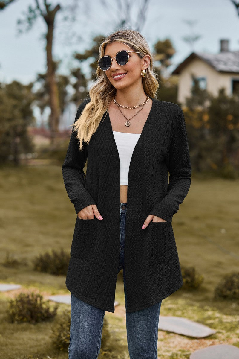 WOMEN NEW OPEN FRONT CARDIGAN WITH POCKETS