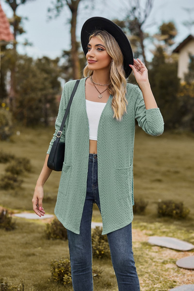 WOMEN NEW OPEN FRONT CARDIGAN WITH POCKETS