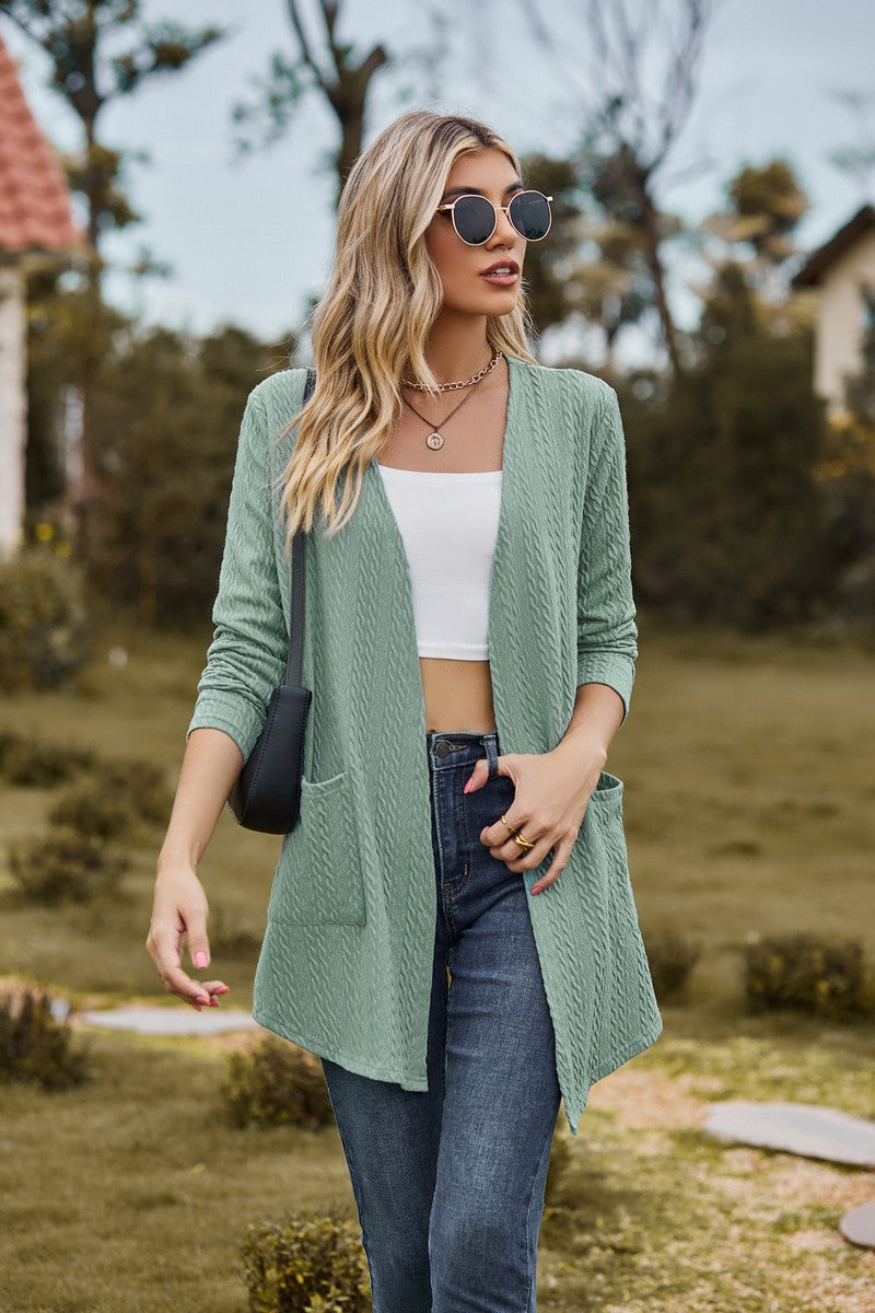 WOMEN NEW OPEN FRONT CARDIGAN WITH POCKETS