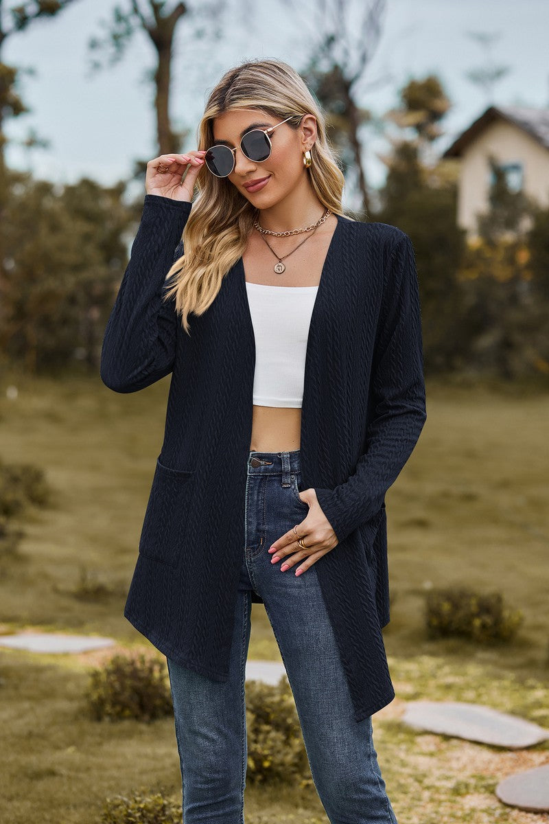 WOMEN NEW OPEN FRONT CARDIGAN WITH POCKETS