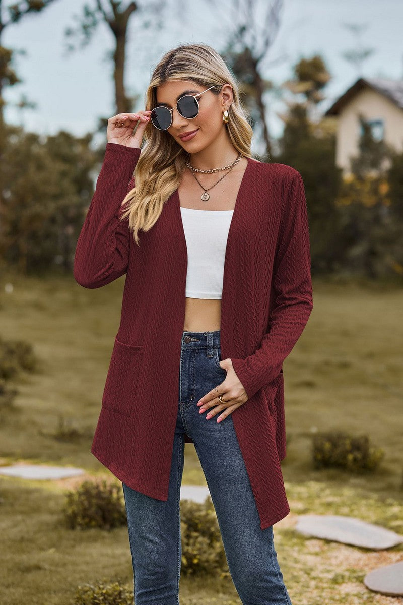 WOMEN NEW OPEN FRONT CARDIGAN WITH POCKETS