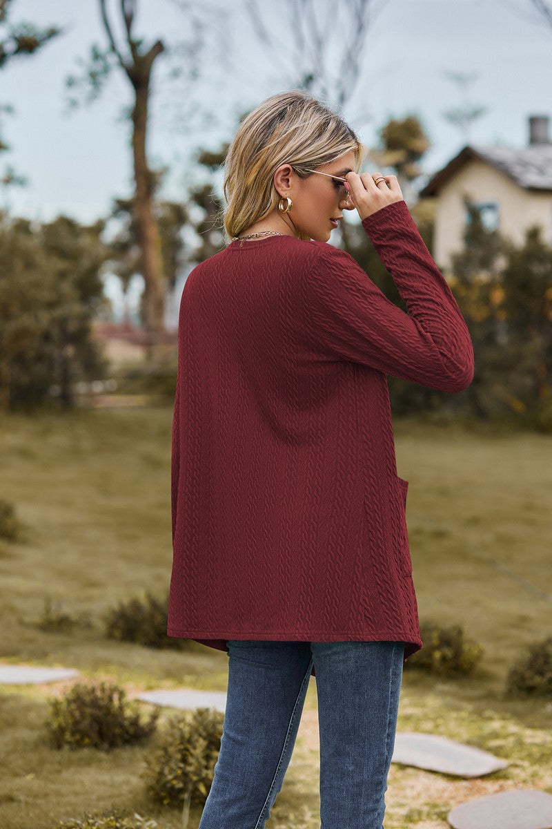 WOMEN NEW OPEN FRONT CARDIGAN WITH POCKETS