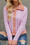 WOMEN CHROCHET KNITTED LAPEL SHORT CARDIGAN