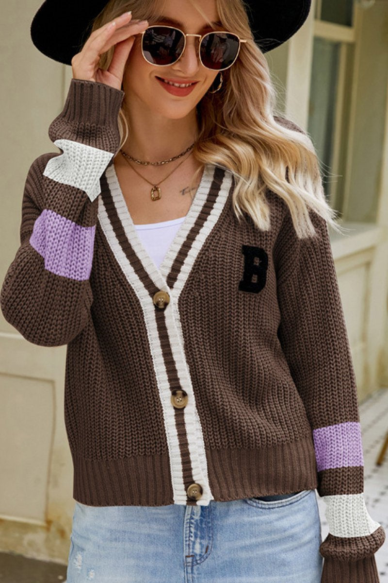 WOMEN ALPHABET LOGO SHORT LENGTH KNIT CARDIGAN