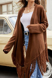 WOMEN OVERSIZED LOOSE FIT LONG TASSLE CARDIGAN