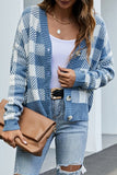 WOMEN OVERSIZED LOOSE FIT PLAID BUTTONED CARDIGAN