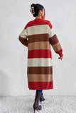 WOMEN COLOR BLOCKED LONG LENGTH KNIT CARDIGAN