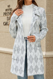 WOMEN DANDY PATTERNED OPEN FRONT LAPEL COAT