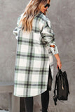 WOMEN LONG PLAID PATTERN BUTTONED WINTER COAT