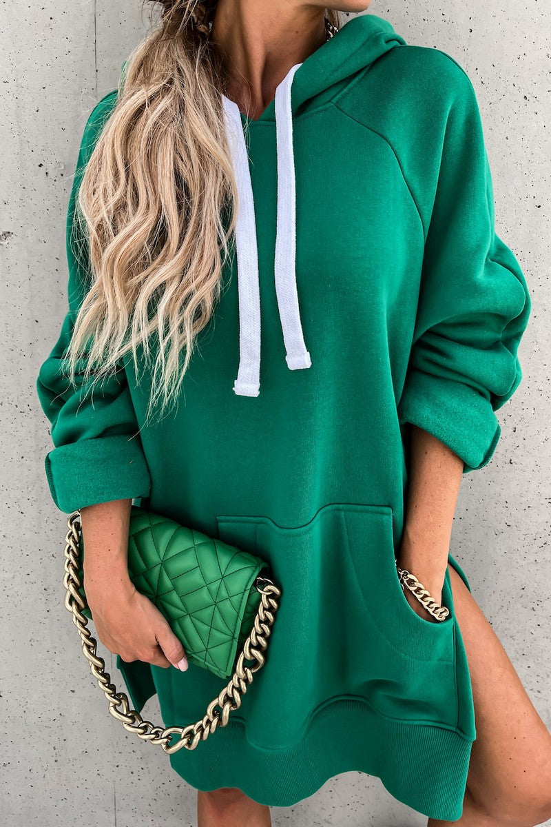 WOMEN OVERSIZED KANGAROO POCKET HOODIE PULLOVER