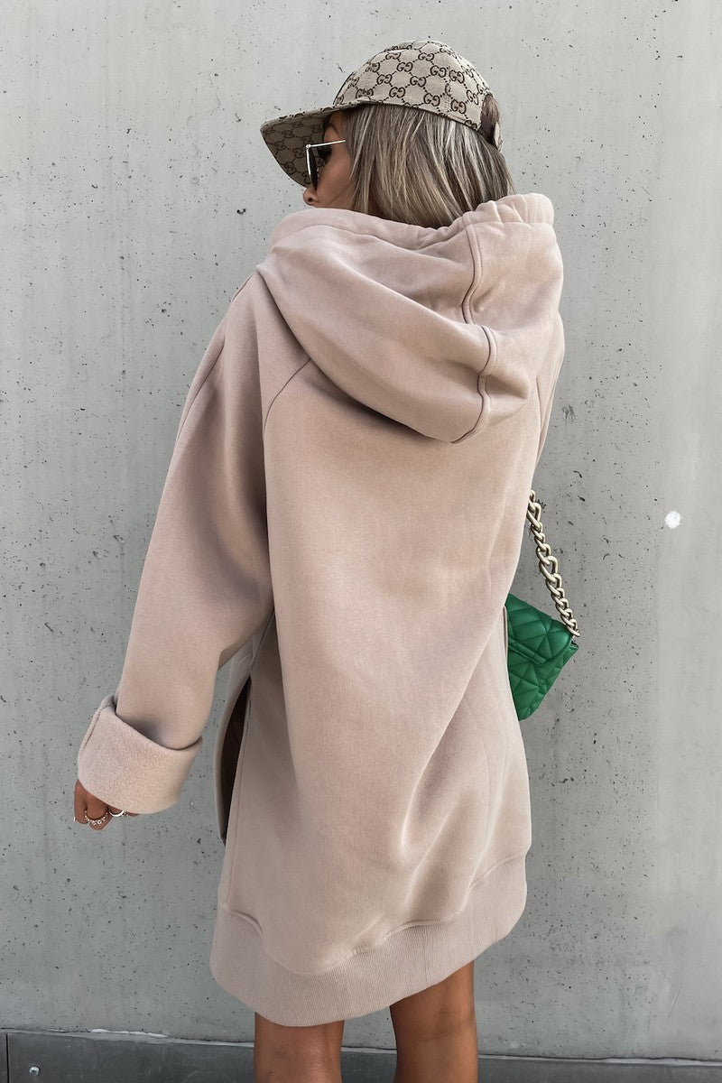 WOMEN OVERSIZED KANGAROO POCKET HOODIE PULLOVER