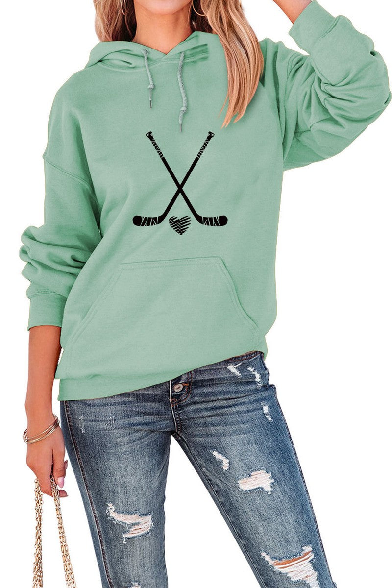 WOMEN HOCKEY GAME DAY PRINTING PULLOVER HOODIE