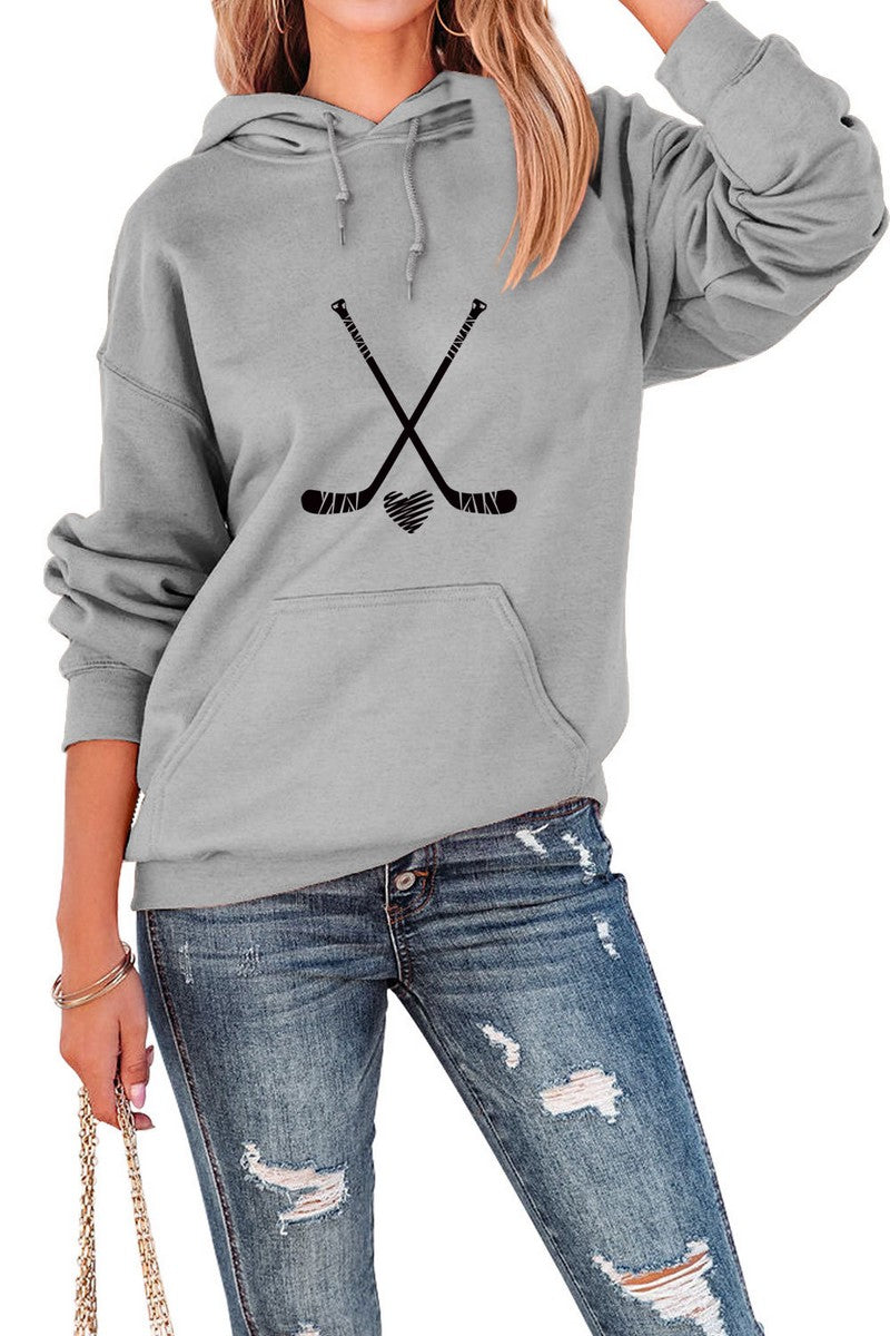 WOMEN HOCKEY GAME DAY PRINTING PULLOVER HOODIE