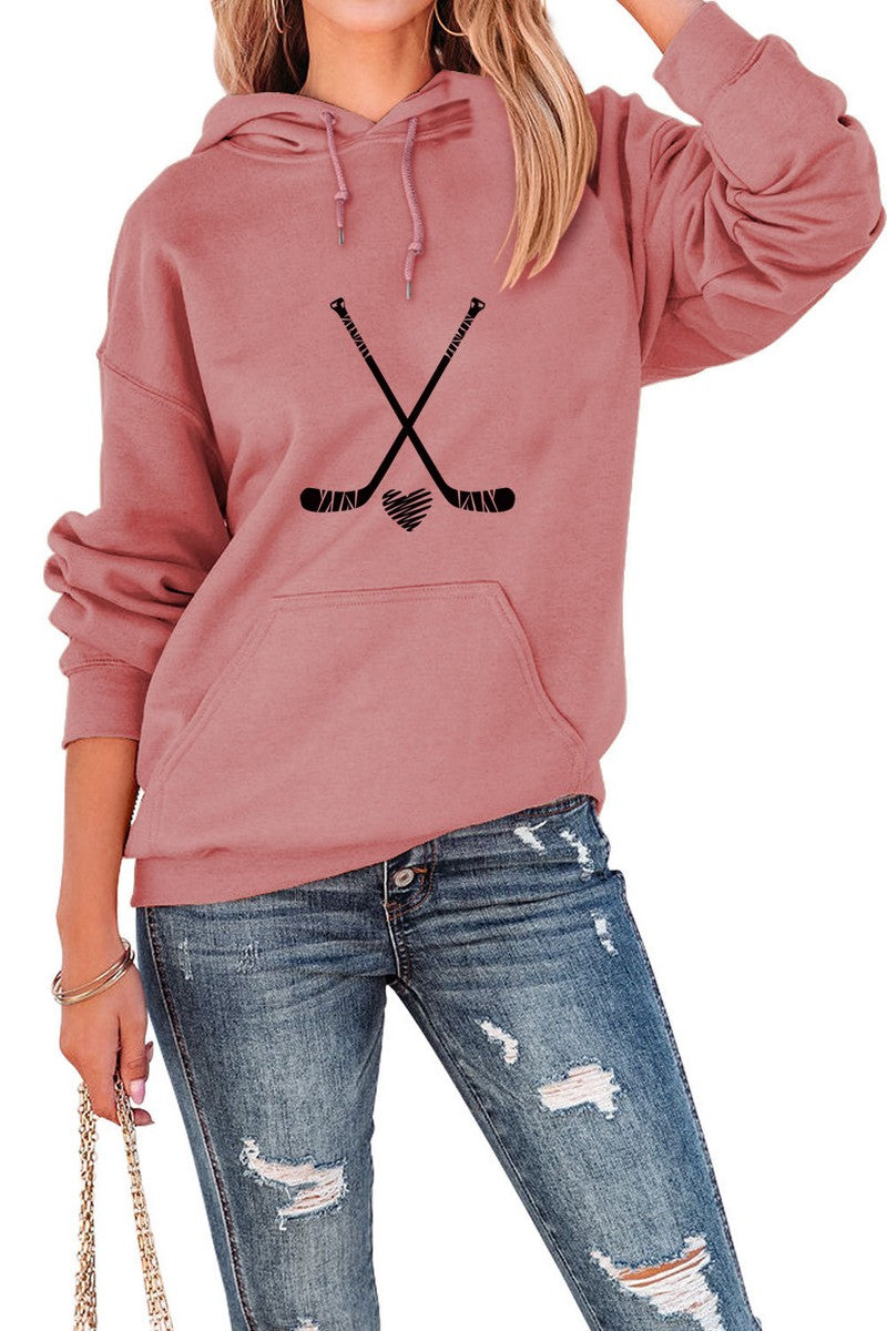 WOMEN HOCKEY GAME DAY PRINTING PULLOVER HOODIE