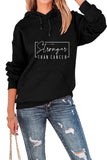 WOMEN LETTER PRIITNG LONG SLEEVE PULLOVER HOODIE