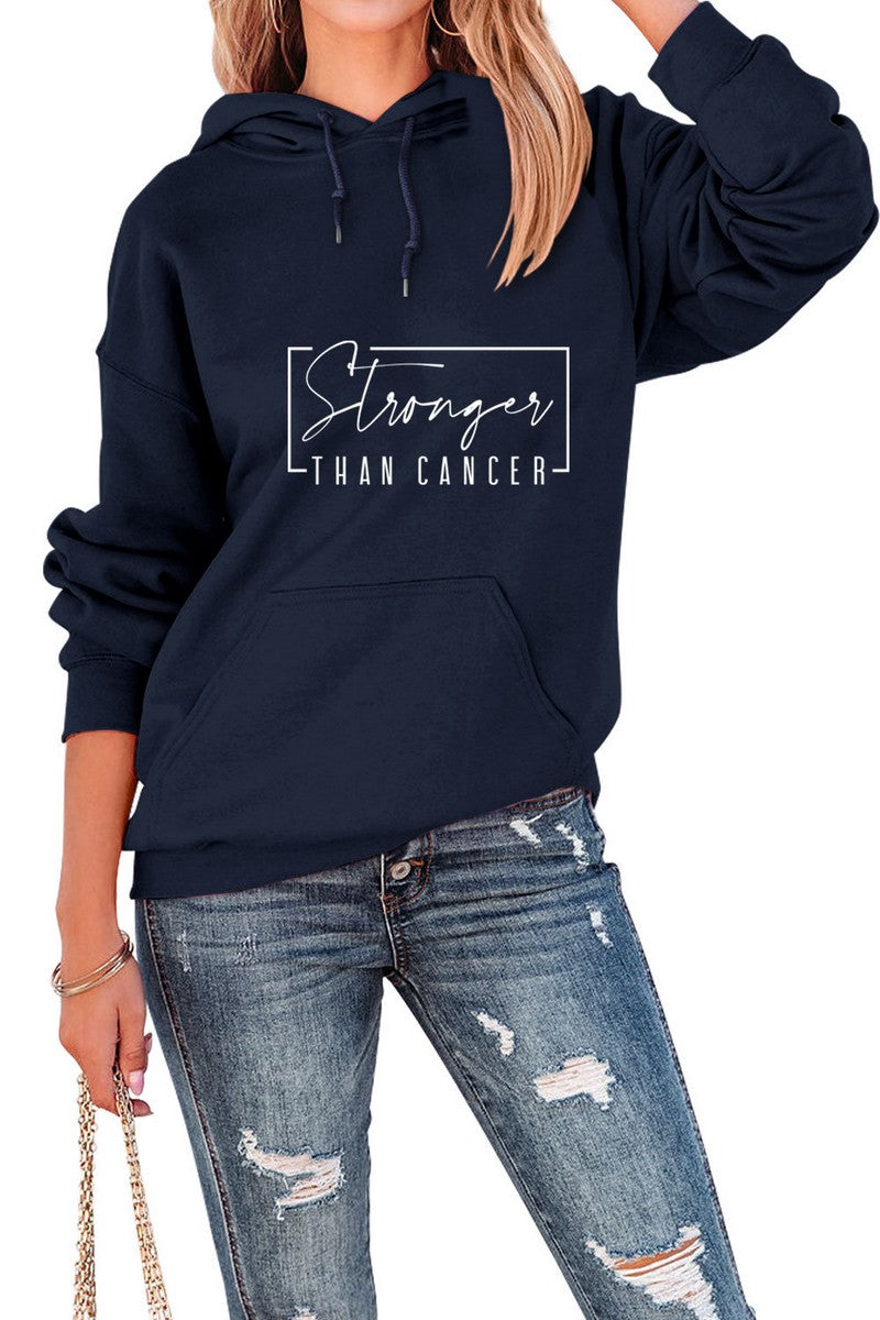 WOMEN LETTER PRIITNG LONG SLEEVE PULLOVER HOODIE