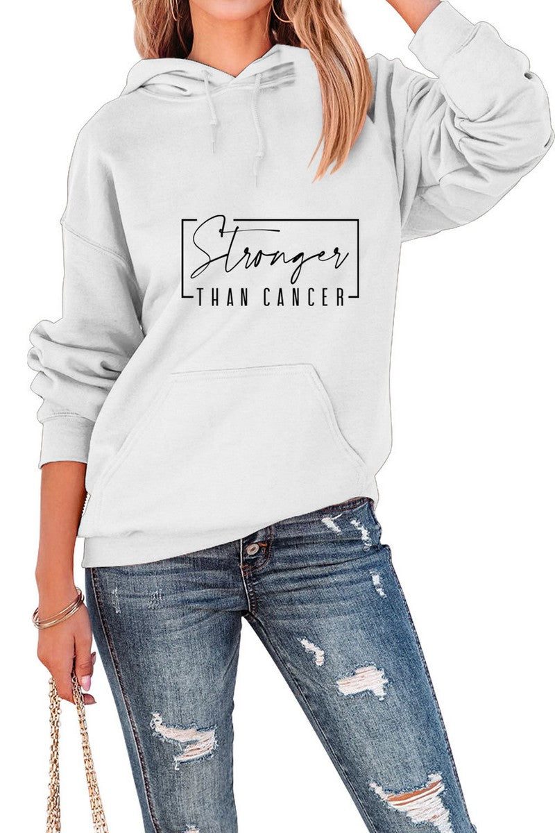 WOMEN LETTER PRIITNG LONG SLEEVE PULLOVER HOODIE