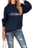 WOMEN LETTERING PRINT DRAWSTRING PULLOVER HOODIE