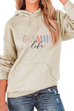 WOMEN LETTER PRINTING HOODED KANGAROO POCKET TOP