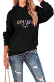 WOMEN LETTER PRINTING HOODED KANGAROO POCKET TOP