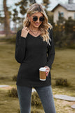 WOMEN SIMPLE BASIC LONG SLEEVE HOODED PULLOVER