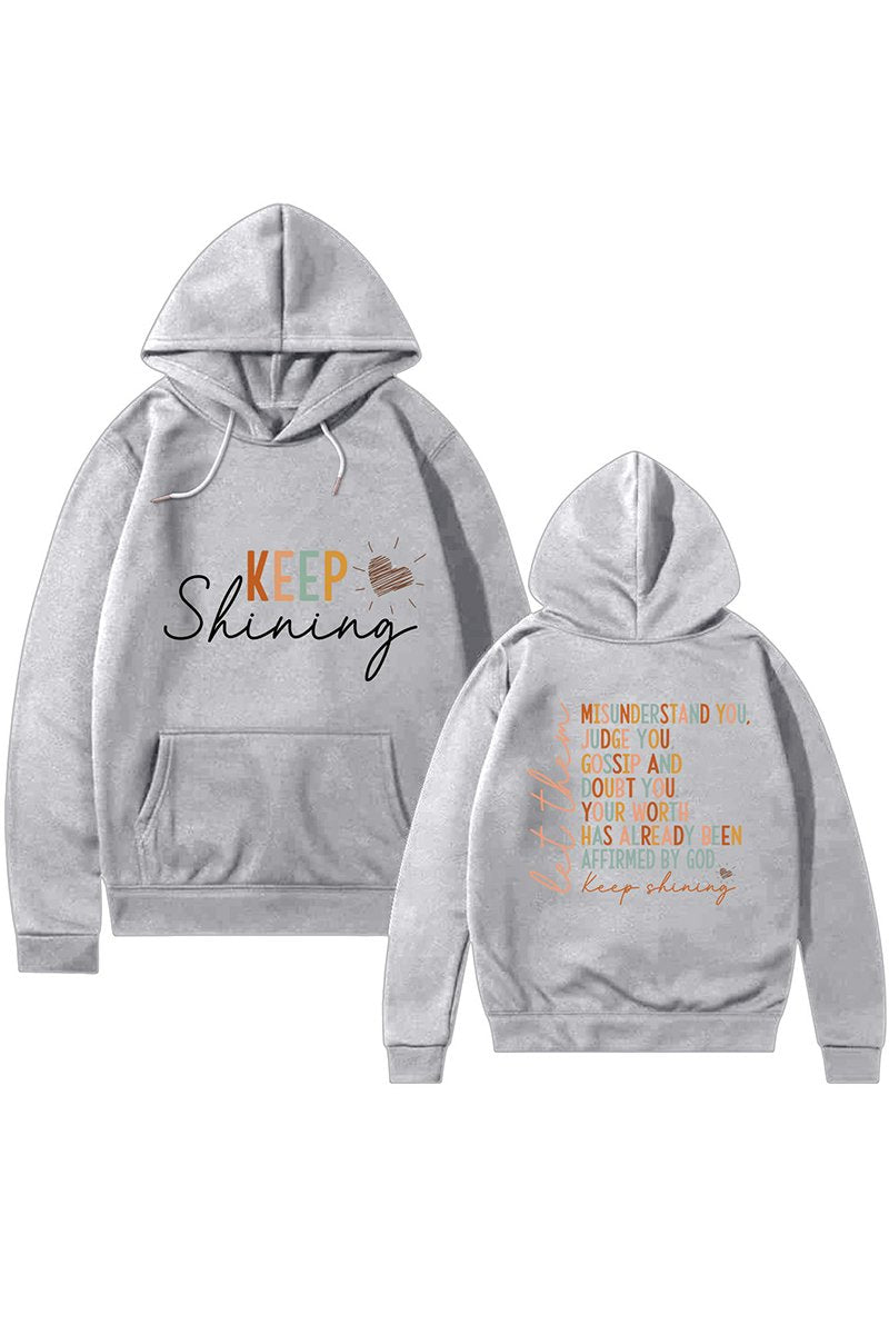 WOMEN LETTER PRINTING LONG SLEEVE PULLOVER HOODIE